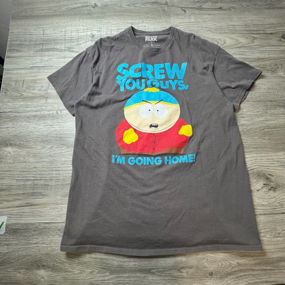 South Park T Shirt Mens XL Gray Cartman Screw You Guys Im Going Home Graphic Tee